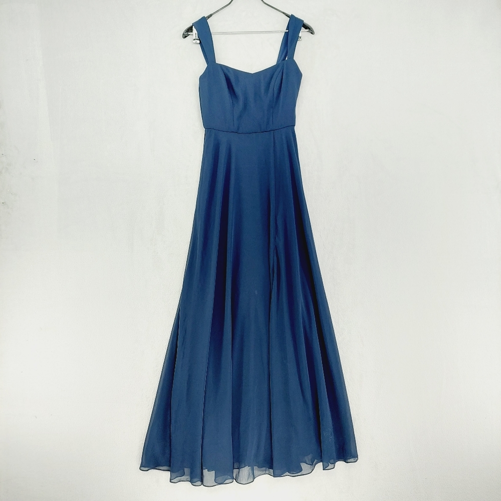 New After Six Sweetheart Neck Blue Floor Length Evening Gown P461 - Picture 2 of 11